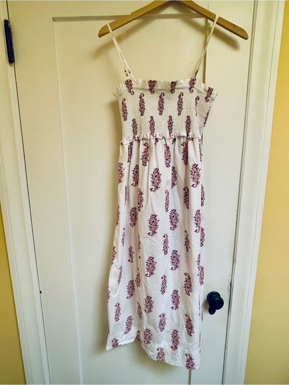 J. Crew White Maxi Dress with Mauve Floral Print
